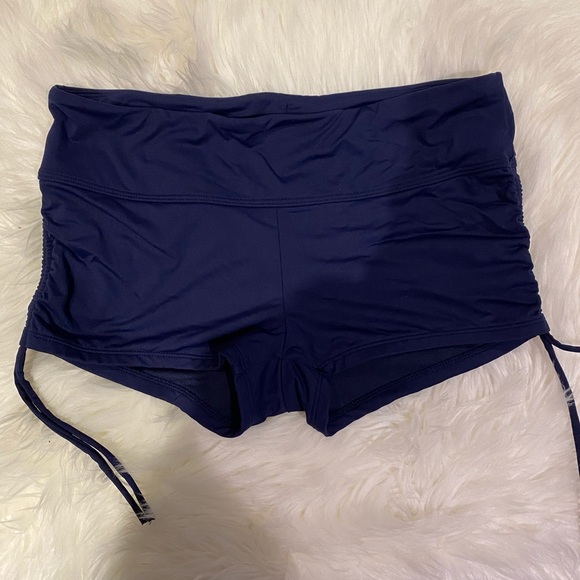 Athleta Gap spandex navy shorts w/ side ties small - Picture 1 of 2
